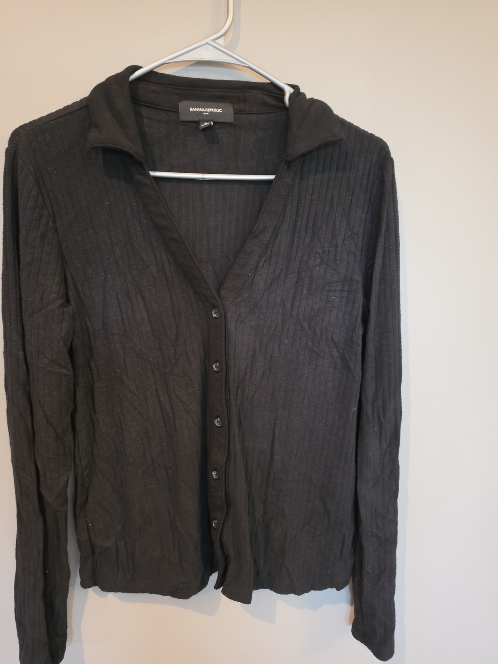 Banana Republic Women's Black Lightweight Button-Front Shirt